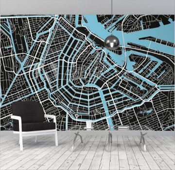 Bild på Black and white vector city map of Amsterdam with well organized separated layers